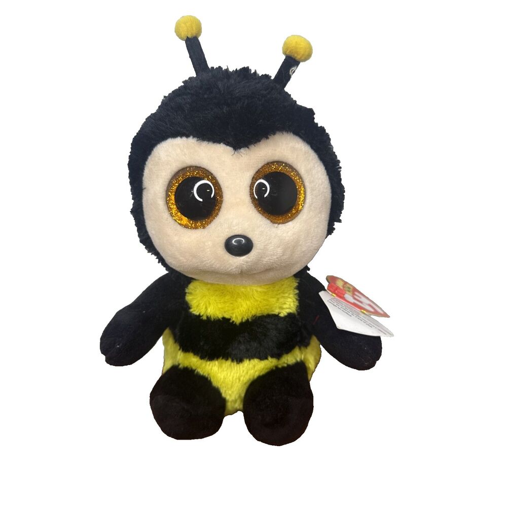 Ty Beanie Boo Buzby The Bumble Bee Yellow Black 2017 Stuffed Animal Slight Rip